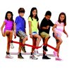 Dětské chůdy k nácviku spolupráce, rovnováhy a kooordinace. Dva látkové pásy s pěti oky pro připnutí suchým zipem okolo nohy. Na chůdách se dětí učí koordinačním dovednostem nohou a spolupráci mezi sebou.